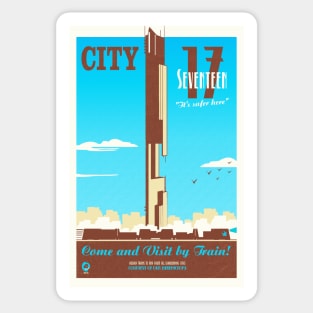 Visit City 17 (blue/brown) Sticker